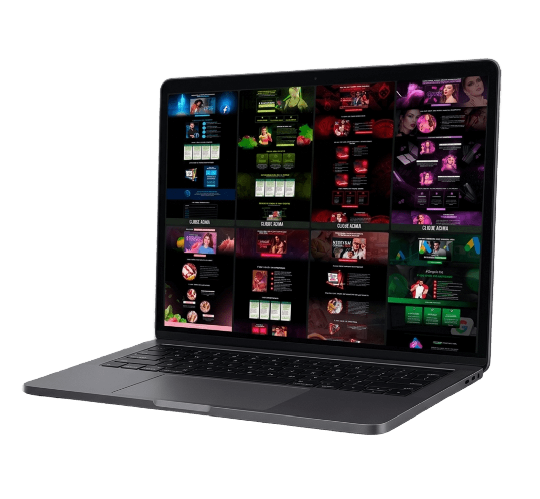 Mockup das 57 Páginas de Vendas no Notebook